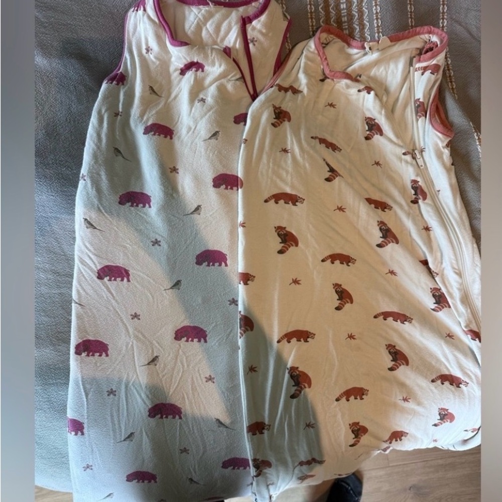 Kyte BABY 2 Sleepsacks raccoons and hippos